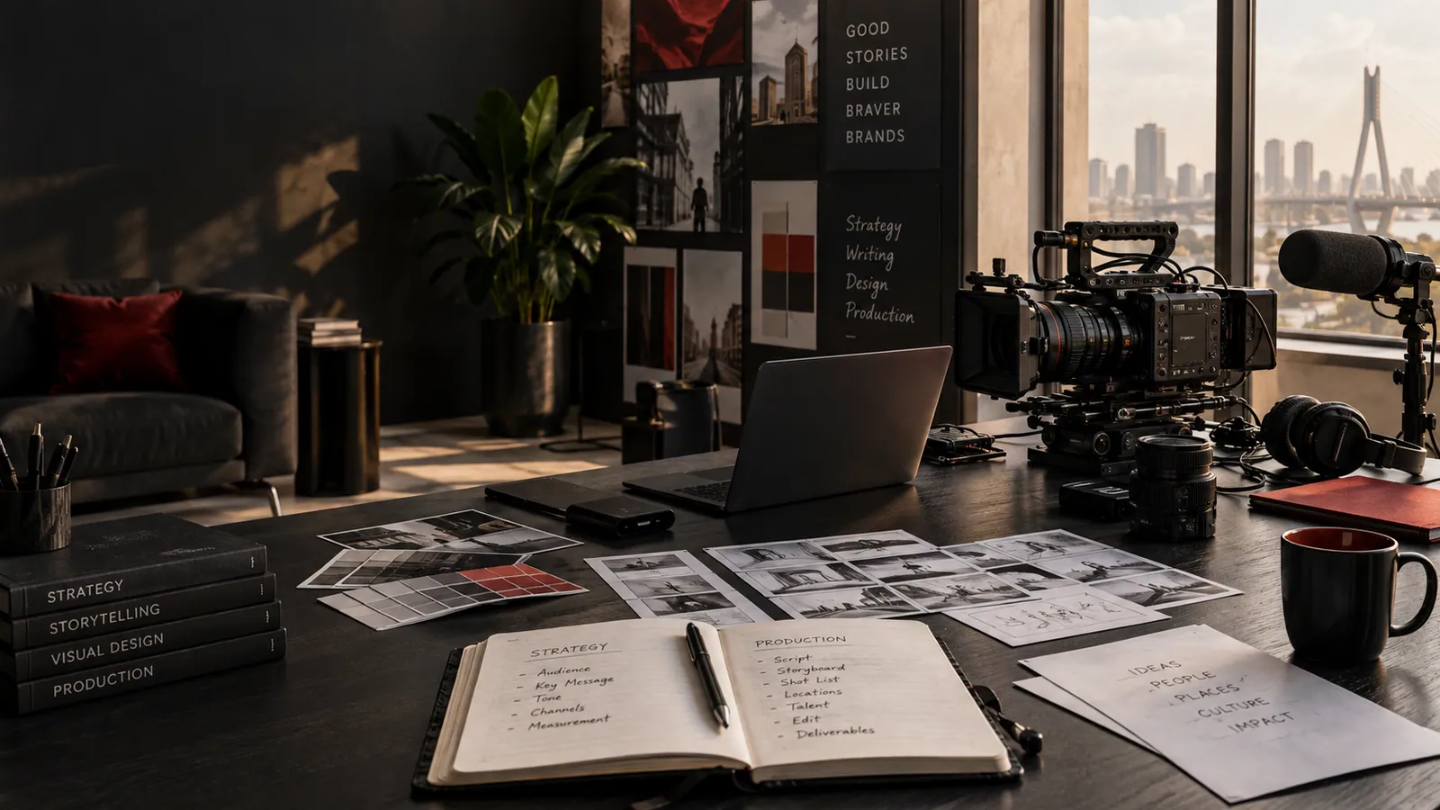 Creative production workspace for content planning and creation