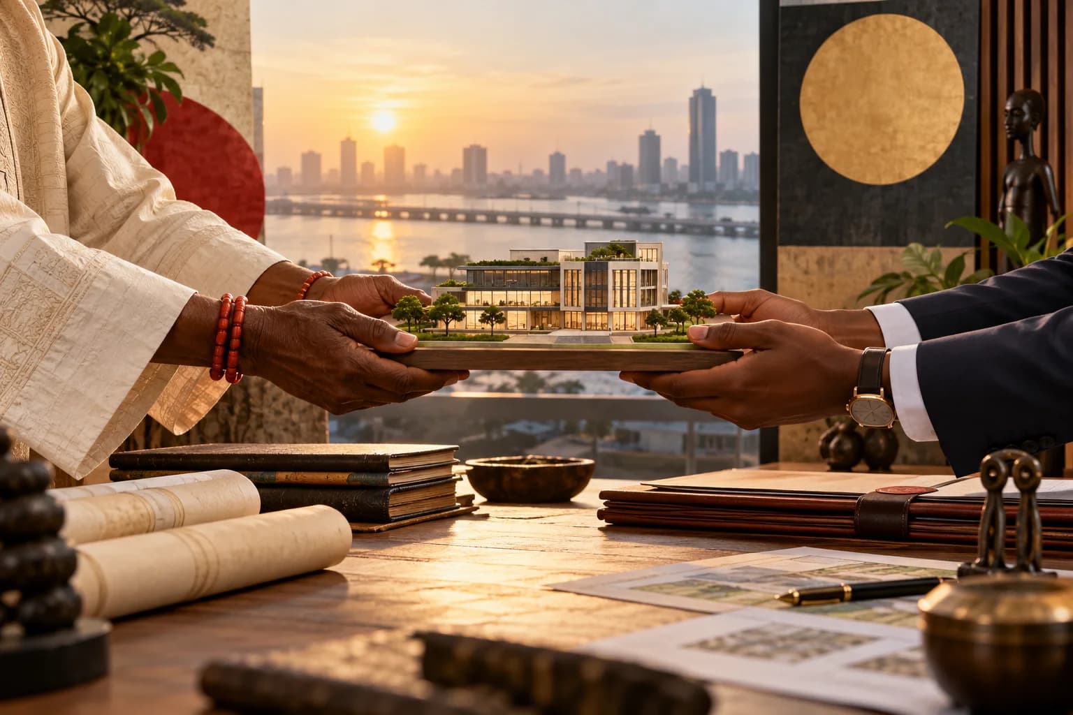 Two generations jointly transferring a carefully built Nigerian business institution