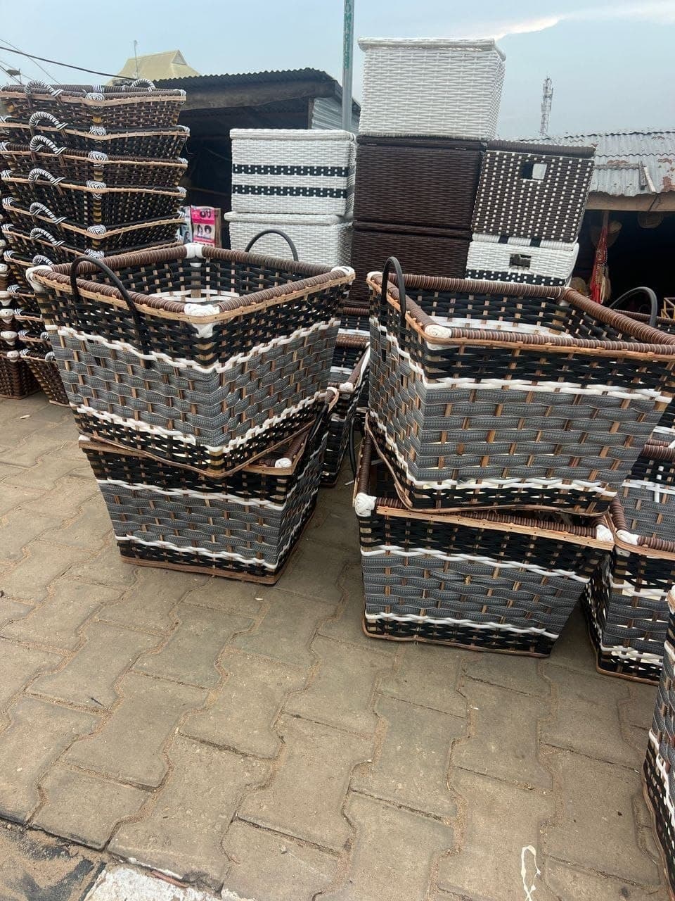 A collection of handwoven storage baskets