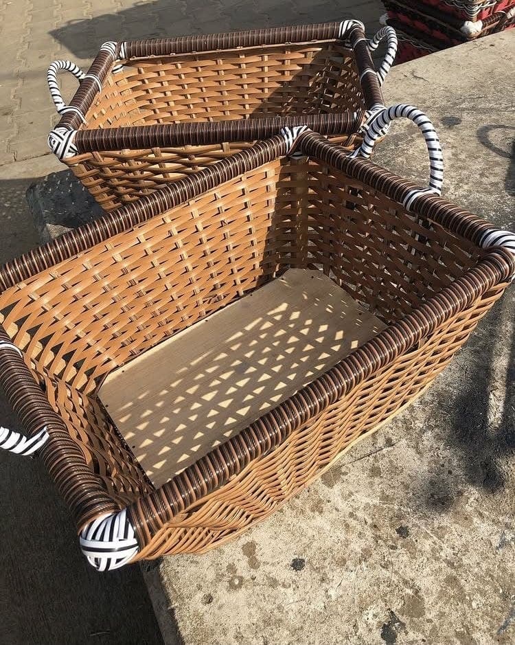 Interior of a handwoven storage basket
